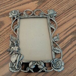 SUN-G Ornate Fairy Floral Silver Metal Victorian Style Photo Picture Frame 5x7